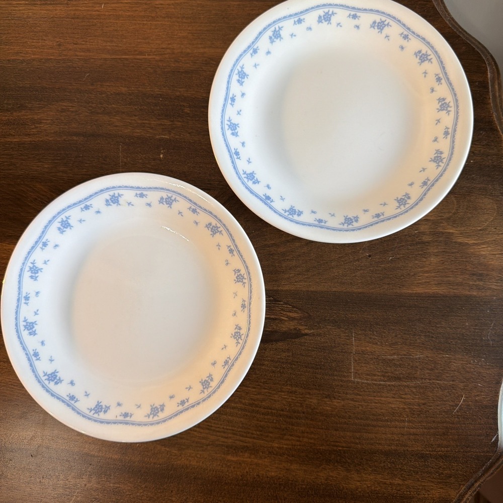 Lot Of 2 Corelle Corning Morning Blue Flowers Dessert Bread Plates 6¾"